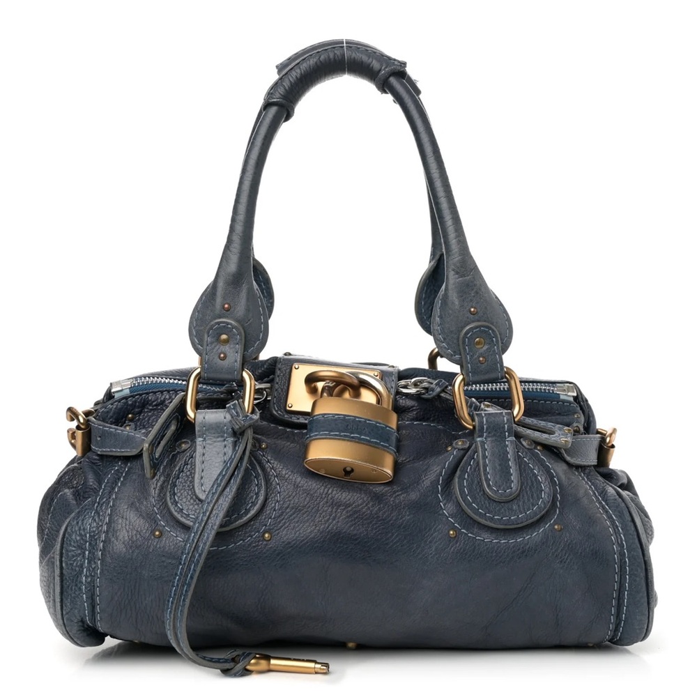 CHLOE Calfskin Paddington Satchel Blue ☆